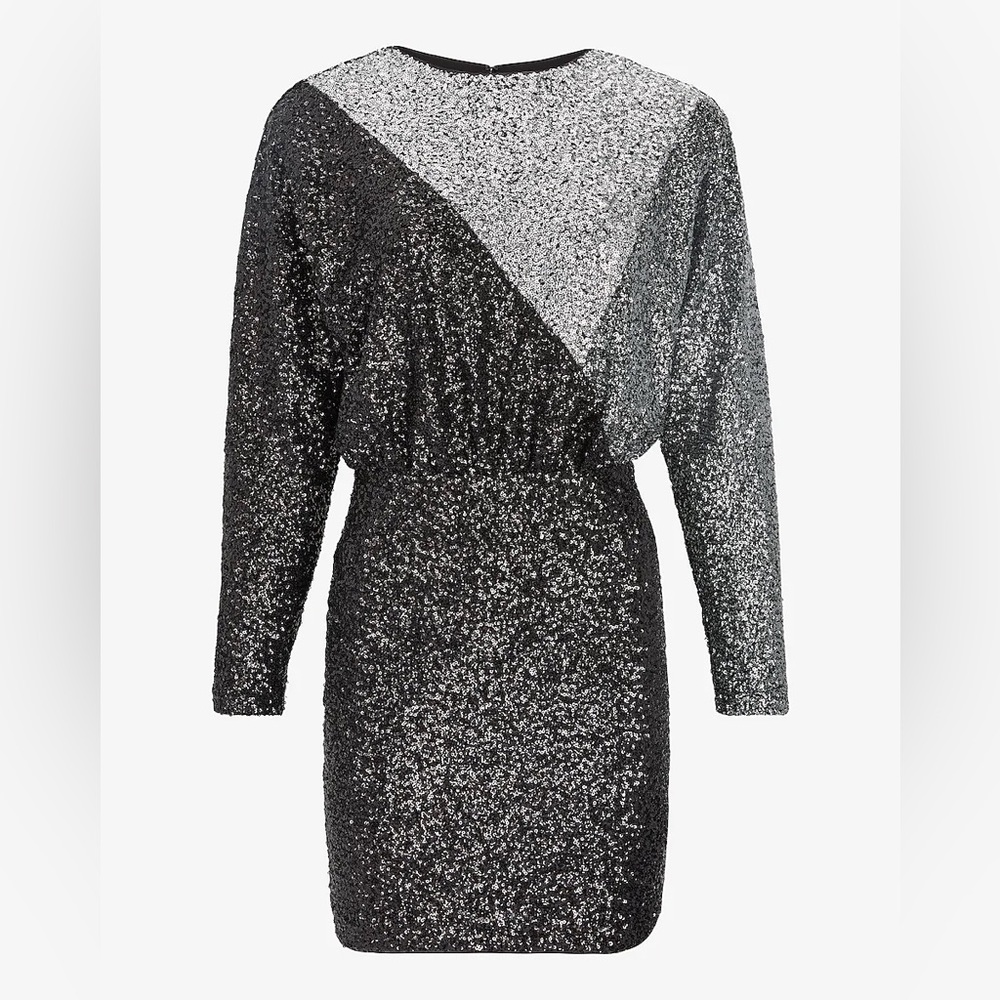 Express color block sequins mini dress / black silver / New Year’s